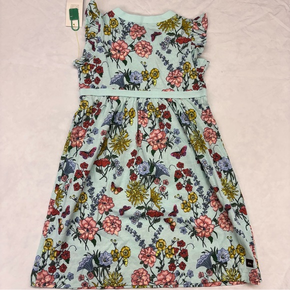 NEW Tea Collection Blue Floral Dress Size 5 Butterfly Ruffle Sleeve - Picture 3 of 3